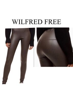 Aritzia Wilfred free brown faux leather Daria legging high-rise Pleather vegan S